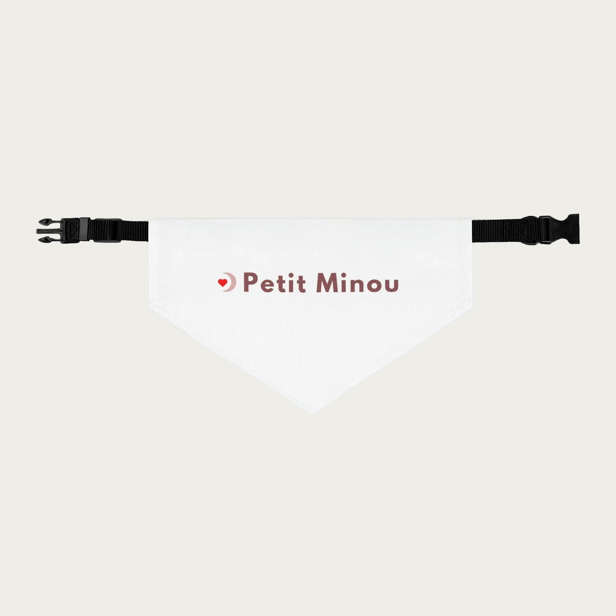 Bandana blanc pour chat avec inscription Petit Minou, accessoire EVJF original et cadeau personnalisé