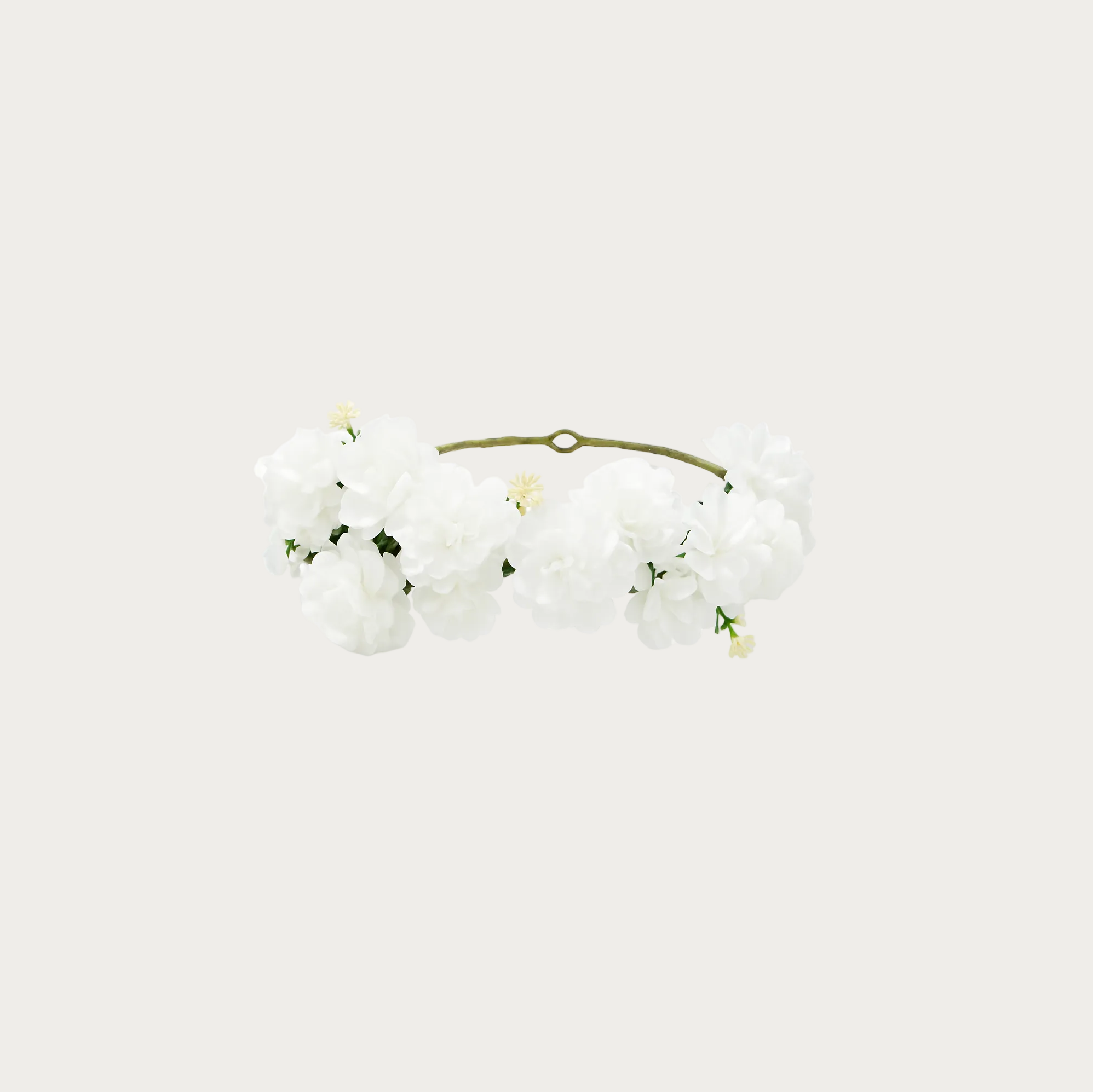 Couronne de fleurs blanches artificielles, accessoire EVJF chic pour future mariee ou ceremonie festive.