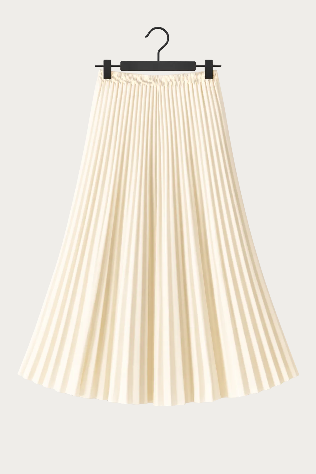 Jupe plissée jaune pastel satinée pour femme, ideale pour creer une tenue EVJF lumineuse et estivale.