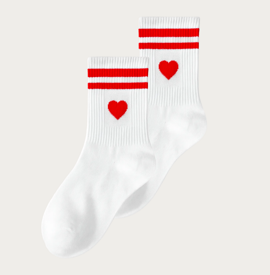 Chaussettes EVJF blanches avec cœur rouge pour la mariée et les demoiselles